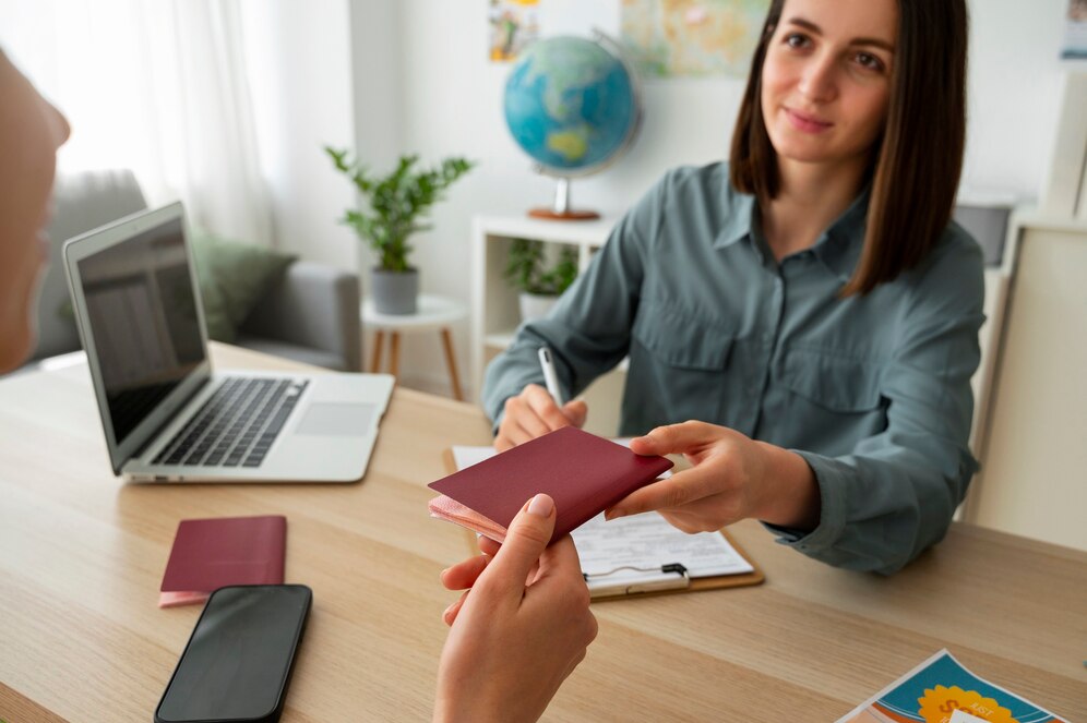 high-angle-woman-working-as-travel-agent_23-2150455568